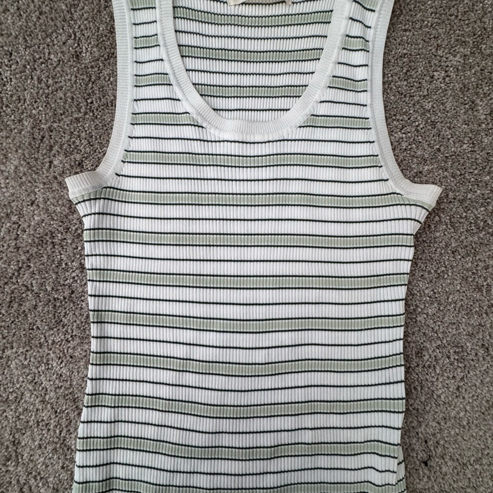 Classic Green and White Striped Tank Top